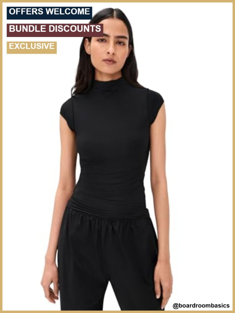 Fitted Mock Neck Cap Sleeve Micro Modal Stretch Top